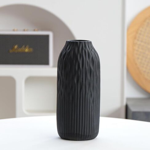 Ceramic Black Vases Home Decor, Modern Vases for Dried Flowers Pampas Grass, Large Matt Vases for Decor Living Room Tables, 9 inch in Saudi Arabia