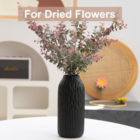 Ceramic Black Vases Home Decor, Modern Vases for Dried Flowers Pampas Grass, Large Matt Vases for Decor Living Room Tables, 9 inch in Saudi Arabia