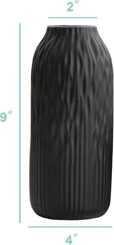 Ceramic Black Vases Home Decor, Modern Vases for Dried Flowers Pampas Grass, Large Matt Vases for Decor Living Room Tables, 9 inch in Saudi Arabia