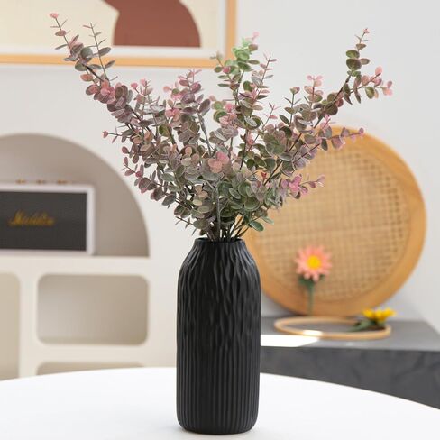 Ceramic Black Vases Home Decor, Modern Vases for Dried Flowers Pampas Grass, Large Matt Vases for Decor Living Room Tables, 9 inch in Saudi Arabia