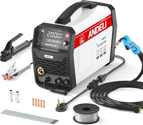 ANDELI MIG Welder, 200Apm 110V/220V Dual Voltage GAS MIG/FLUX MIG/Lift Tig/Stick 4-In-1 Multiprocess MIG Welder, Gas Gasless MIG Welding Machine MIG-270 LED in Saudi Arabia