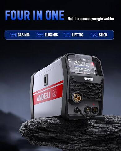ANDELI MIG Welder, 200Apm 110V/220V Dual Voltage GAS MIG/FLUX MIG/Lift Tig/Stick 4-In-1 Multiprocess MIG Welder, Gas Gasless MIG Welding Machine MIG-270 LED in Saudi Arabia
