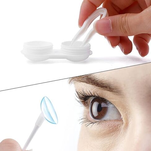 Contact Lens Case, Travel Size Cute Colored Contact Lenses Applicator Removal Tool Kit with Mirror Solution Bottle for Daily Care Fit Soft Lens Hard Lens Colored Lens RGP Lens OK Lens in Saudi Arabia