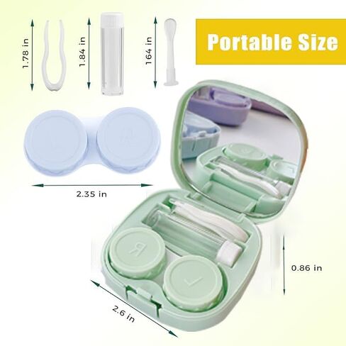 Contact Lens Case, Travel Size Cute Colored Contact Lenses Applicator Removal Tool Kit with Mirror Solution Bottle for Daily Care Fit Soft Lens Hard Lens Colored Lens RGP Lens OK Lens in Saudi Arabia