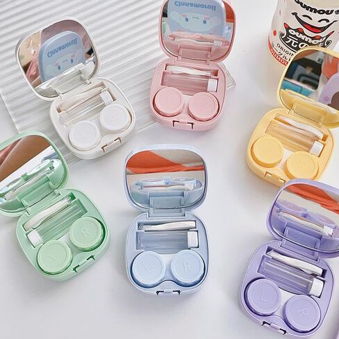 Contact Lens Case, Travel Size Cute Colored Contact Lenses Applicator Removal Tool Kit with Mirror Solution Bottle for Daily Care Fit Soft Lens Hard Lens Colored Lens RGP Lens OK Lens in Saudi Arabia