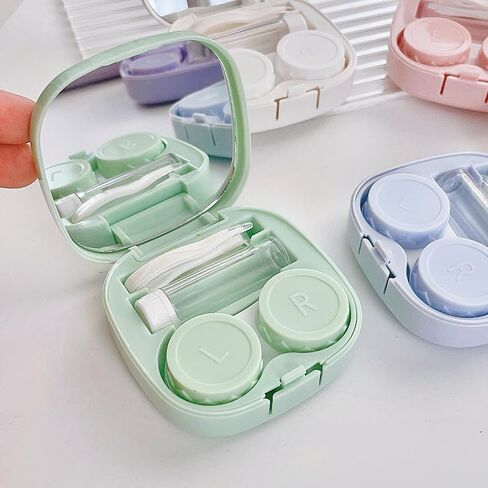 Contact Lens Case, Travel Size Cute Colored Contact Lenses Applicator Removal Tool Kit with Mirror Solution Bottle for Daily Care Fit Soft Lens Hard Lens Colored Lens RGP Lens OK Lens in Saudi Arabia