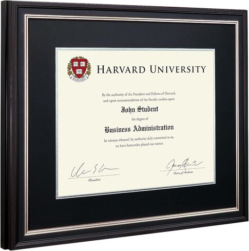 EXCELLO GLOBAL PRODUCTS Photo Document Frame: 11" x 14" with Double Mat Graduation Diploma Certificate Holder Wall Frame (Brown/Burgundy) in Kuwait