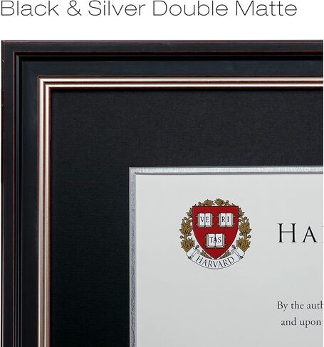 EXCELLO GLOBAL PRODUCTS Photo Document Frame: 11" x 14" with Double Mat Graduation Diploma Certificate Holder Wall Frame (Brown/Burgundy) in Kuwait