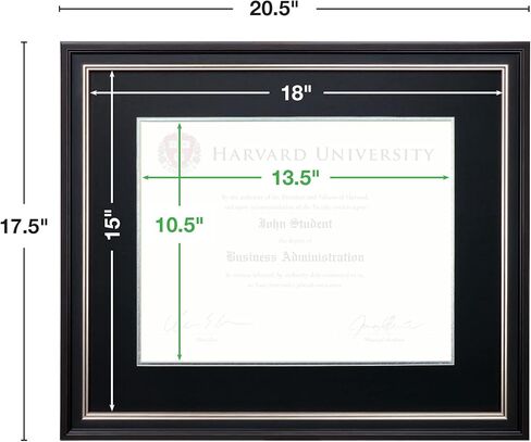 EXCELLO GLOBAL PRODUCTS Photo Document Frame: 11" x 14" with Double Mat Graduation Diploma Certificate Holder Wall Frame (Brown/Burgundy) in Kuwait