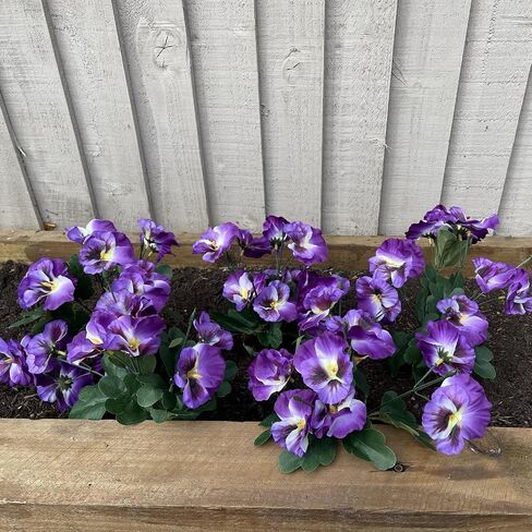 Artificial ​Pansy Flowers - Fake Plants for Outdoor ​or​ Indoor Use - Faux Flower Decorations ​with Fade Resistant Colour - POTS NOT Included (5 Pack - Purple) in Saudi Arabia