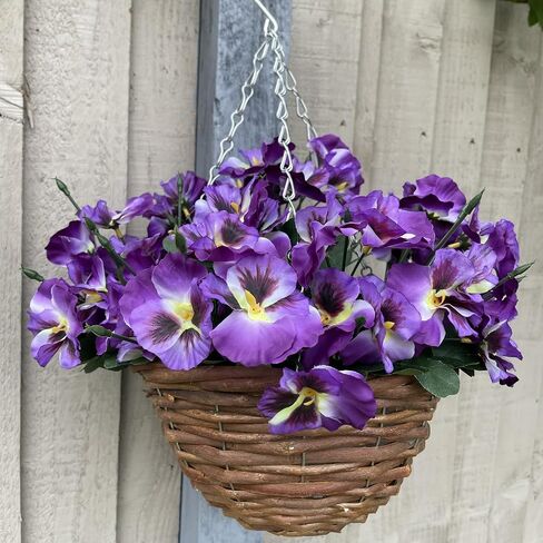 Artificial ​Pansy Flowers - Fake Plants for Outdoor ​or​ Indoor Use - Faux Flower Decorations ​with Fade Resistant Colour - POTS NOT Included (5 Pack - Purple) in Saudi Arabia