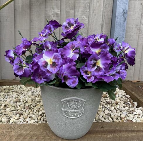 Artificial ​Pansy Flowers - Fake Plants for Outdoor ​or​ Indoor Use - Faux Flower Decorations ​with Fade Resistant Colour - POTS NOT Included (5 Pack - Purple) in Saudi Arabia