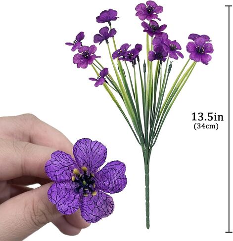 10PCS Artificial Flowers Outdoor,Fake Flowers,Faux Flowers,Faux Artificial Plants Shrubs Bulk,Artificial Plants for Home Garden Wedding Farmhouse Porch Window Decoration (Purple) in Saudi Arabia