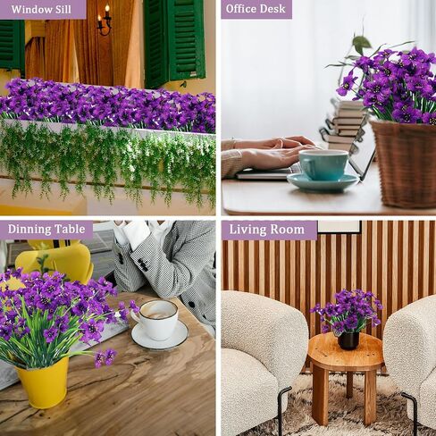 10PCS Artificial Flowers Outdoor,Fake Flowers,Faux Flowers,Faux Artificial Plants Shrubs Bulk,Artificial Plants for Home Garden Wedding Farmhouse Porch Window Decoration (Purple) in Saudi Arabia