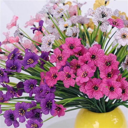 10PCS Artificial Flowers Outdoor,Fake Flowers,Faux Flowers,Faux Artificial Plants Shrubs Bulk,Artificial Plants for Home Garden Wedding Farmhouse Porch Window Decoration (Purple) in Saudi Arabia