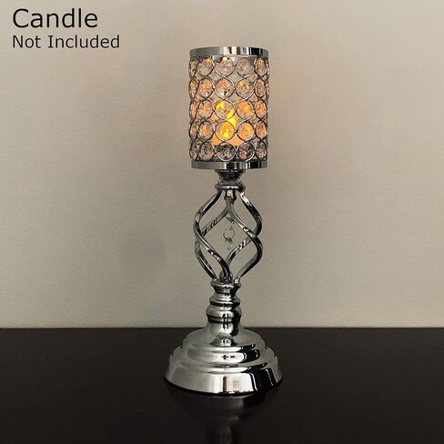 Allgala 14" Crystal Cylinder Tealight Votive Decorative Candle Holder (Gold 2PK) in Kuwait