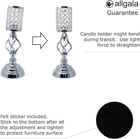 Allgala 14" Crystal Cylinder Tealight Votive Decorative Candle Holder (Gold 2PK) in Kuwait