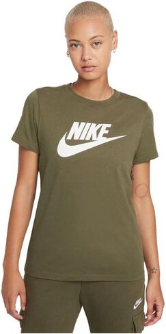 تي شيرت أساسي للسيدات من Nike Sportswear (كبير جدًا، زيتوني متوسط/أبيض) in Saudi Arabia