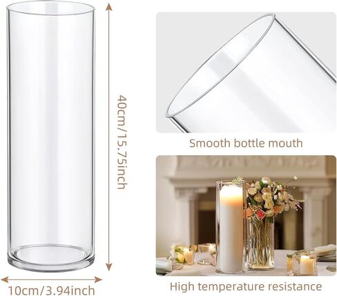 Glass Cylinder Vases for Centerpieces, Flower Vases Wedding Decorations, 16 Inch Tall Glass Hurricane Candle Holder for Table Shelf, Floral Vase Bulk for Home Decor in Saudi Arabia