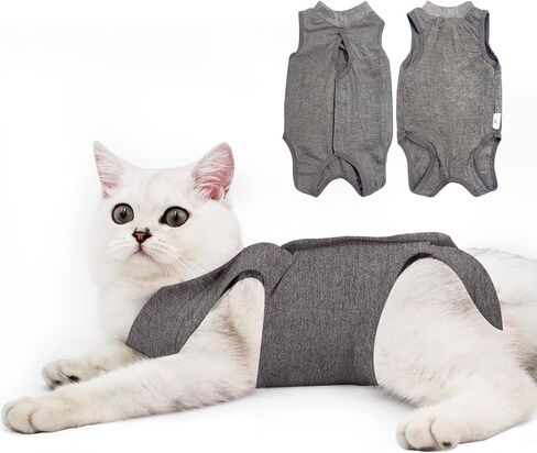 DOTON Cat Recovery Suit for Male and Female Surgical Post Surgery Soft Cone Onesie Shirt Clothes Neuter Licking Protective Diapers Outfit Cover Kitten Spay Collar(S, Purple) in Kuwait