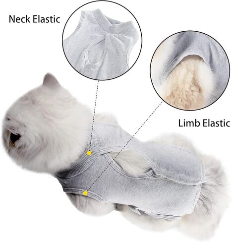 DOTON Cat Recovery Suit for Male and Female Surgical Post Surgery Soft Cone Onesie Shirt Clothes Neuter Licking Protective Diapers Outfit Cover Kitten Spay Collar(S, Purple) in Saudi Arabia