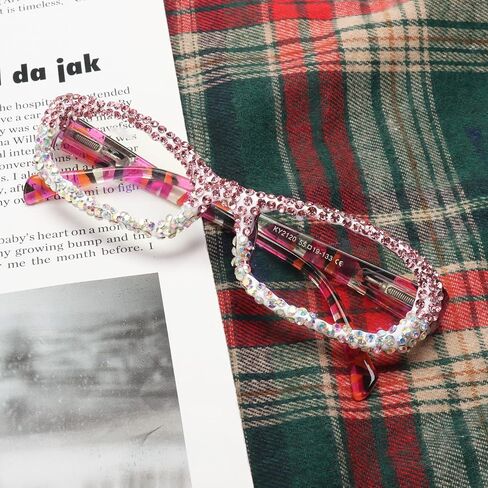 نظارات قراءة مربعة متطورة للنساء من Bullabulling نظارات قارئات الكمبيوتر الأنيقة ذات حجر الراين الضيق للسيدات in Kuwait