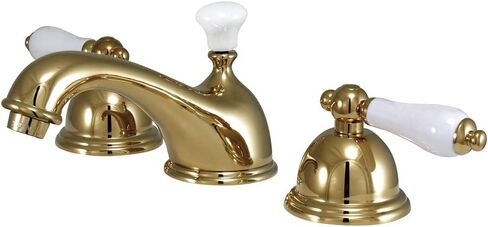 Kingston Brass KS3961PL Restoration Widespread Lavatory Faucet with Porcelain Lever Handle, Polished Chrome, 8-Inch Adjustable Center in Saudi Arabia