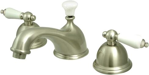Kingston Brass KS3961PL Restoration Widespread Lavatory Faucet with Porcelain Lever Handle, Polished Chrome, 8-Inch Adjustable Center in Saudi Arabia