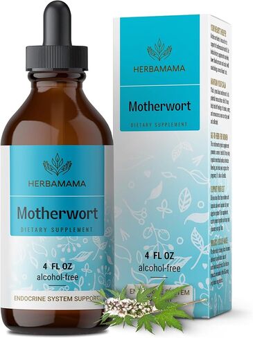 HERBAMAMA Motherwort Tincture - Calming Drops for Women's Wellness - Motherwort Herb Extract Vegan Women's Supplements - Alcohol & Sugar-Free, 56-Day Supply in Kuwait