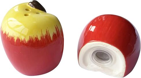 Ceramic Fruit Salt and Pepper Shakers, Set of 2 | Spice Dispenser Storage Canisters-Apple in Saudi Arabia