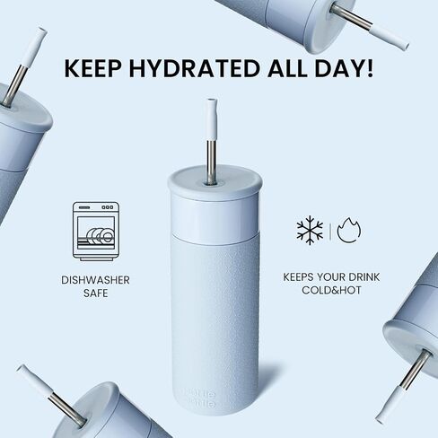 BOTTLE BOTTLE Stainless Steel Tumblers with Lid and Straw 20oz Coffee Tumbler with Silicone Sleeve for Home Office and School Gift Party(Sky Blue) in Saudi Arabia