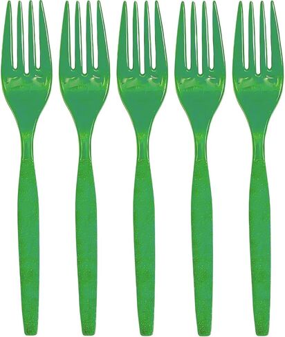 Maryland Kelly Green Plastic Forks (Pack of 50) - Disposable Plastic Flatware, Perfect Party Supplies for Birthday, Baby Shower, Home Use, Dinner & More Events in Kuwait