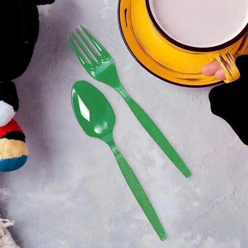 Maryland Kelly Green Plastic Forks (Pack of 50) - Disposable Plastic Flatware, Perfect Party Supplies for Birthday, Baby Shower, Home Use, Dinner & More Events in Kuwait