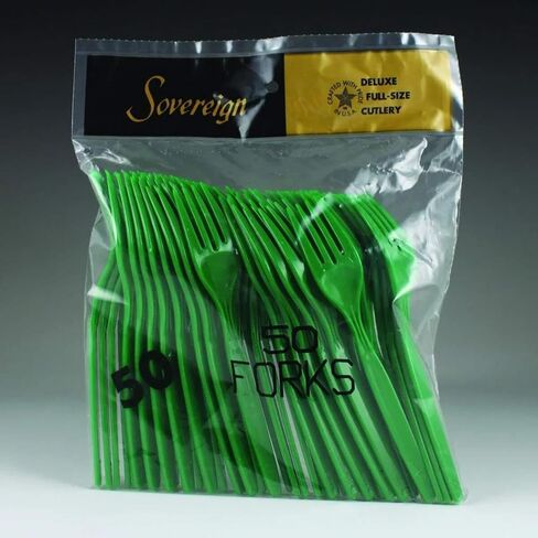 Maryland Kelly Green Plastic Forks (Pack of 50) - Disposable Plastic Flatware, Perfect Party Supplies for Birthday, Baby Shower, Home Use, Dinner & More Events in Kuwait