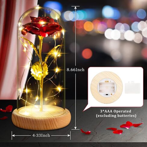 Beauty and The Beast Rose, Red Rose Gifts for Women, Forever Rose in Glass Dome, Enchanted Rose Romantic Gifts for Her, Girlfriend, Wife, Mom, Valentine's Day, Mother's Day in Saudi Arabia