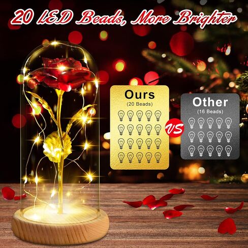 Beauty and The Beast Rose, Red Rose Gifts for Women, Forever Rose in Glass Dome, Enchanted Rose Romantic Gifts for Her, Girlfriend, Wife, Mom, Valentine's Day, Mother's Day in Saudi Arabia
