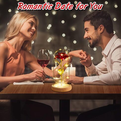 Beauty and The Beast Rose, Red Rose Gifts for Women, Forever Rose in Glass Dome, Enchanted Rose Romantic Gifts for Her, Girlfriend, Wife, Mom, Valentine's Day, Mother's Day in Saudi Arabia