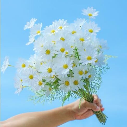 Artificial Flowers 10 pcs Silk Daisy Daisy Fake Wildflowers Spring Flowers for Wedding Decoration(Milk White) in Saudi Arabia