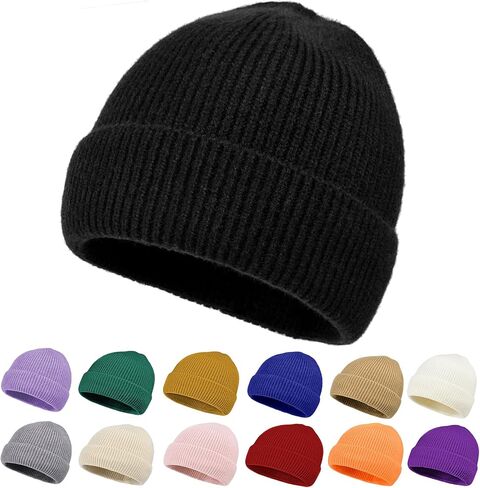Rosoz 1 & 2 Packs Beanie for Men Women Warm Winter Hats Knit Acrylic Soft Cuffed Beanies Cap Daily Beanie Hat Unisex in Saudi Arabia