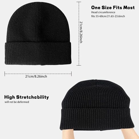 Rosoz 1 & 2 Packs Beanie for Men Women Warm Winter Hats Knit Acrylic Soft Cuffed Beanies Cap Daily Beanie Hat Unisex in Saudi Arabia