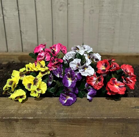 Artificial ​Pansy Flowers - Fake Plants for Outdoor ​or​ Indoor Use - Faux Flower Decorations ​with Fade Resistant Colour - POTS NOT Included (5 Pack - Purple) in Saudi Arabia