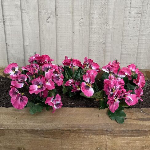 Artificial ​Pansy Flowers - Fake Plants for Outdoor ​or​ Indoor Use - Faux Flower Decorations ​with Fade Resistant Colour - POTS NOT Included (5 Pack - Purple) in Saudi Arabia