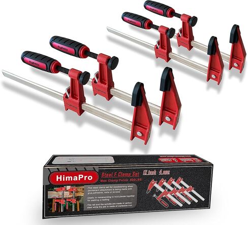 HimaPro 12 Inch Bar Clamp Set, 4 Pack 600 lbs Load Limit Medium Duty Quick Release Steel F Clamp, Ideal for Woodworking, Metalworking, and DIY Projects in Saudi Arabia