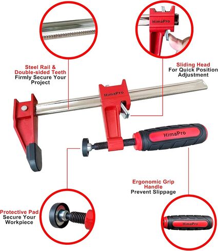 HimaPro 12 Inch Bar Clamp Set, 4 Pack 600 lbs Load Limit Medium Duty Quick Release Steel F Clamp, Ideal for Woodworking, Metalworking, and DIY Projects in Saudi Arabia