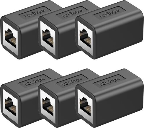 LEKVKM موسع إيثرنت 10 جيجابت في الثانية RJ45 مقرنة إيثرنت، مقرنة في الخط لـ Cat7/Cat6/Cat5e/Cat5 محول موسع كابل إيثرنت لمودم جهاز التوجيه PC PS5 Xbox أنثى إلى أنثى (عبوتان أسود) in Kuwait