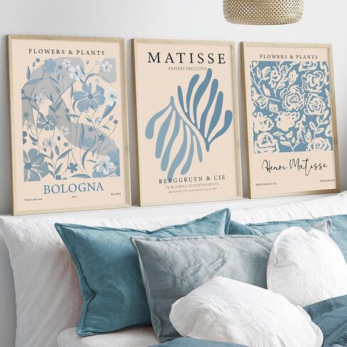 Matisse Aesthetic Art Blue Aesthetic Paintings Matisse Blue Poster Aesthetic Flower Prints Abstract Matisse Wall Art Blue Preppy Posters Preppy Flower Pictures Henri Matisse Art Print 16x24in No Frame in Kuwait