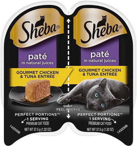 Sheba Wet Food PERFECT PORTIONS Paté Adult Wet Cat Food Trays (24 Count, 48 Servings), Signature Seafood Entrée, Easy Peel Twin-Pack Trays in Saudi Arabia