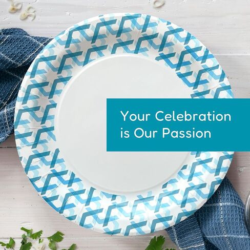 Blue Paper Plates 10 Inch - Pack of 150, Microwave-Safe, Cut Resistant, Soak-Proof, Sturdy Disposable Plates For Everyday Breakfast, Lunch, & Dinner Meals. in Saudi Arabia