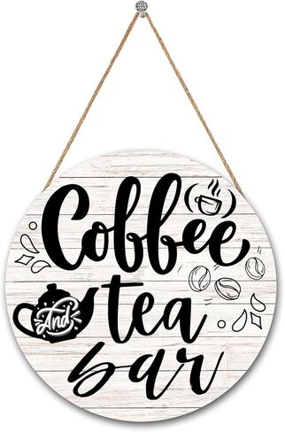 ديكور لافتة مقهى Hinnovy - لوحة فنية جدارية خشبية دائرية مقاس 11.8 سم - تعليق جدار على طراز المزرعة للمنزل والمطبخ ومحطة القهوة - ديكور القهوة لمحبي القهوة in Kuwait