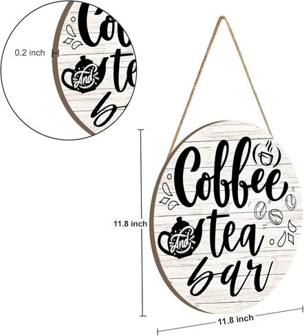 ديكور لافتة مقهى Hinnovy - لوحة فنية جدارية خشبية دائرية مقاس 11.8 سم - تعليق جدار على طراز المزرعة للمنزل والمطبخ ومحطة القهوة - ديكور القهوة لمحبي القهوة in Kuwait